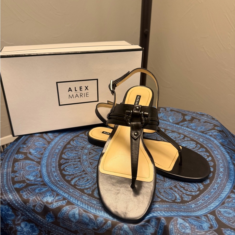 Alex Marie Black T-Strap Slingback Sandals - Picture 3 of 9